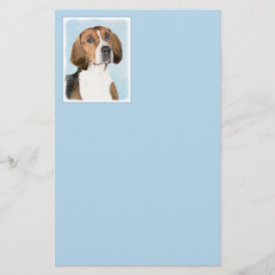 English Foxhound Painting - Cute Original Dog Art Stationery