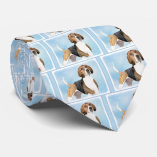 English Foxhound Painting - Cute Original Dog Art Tie