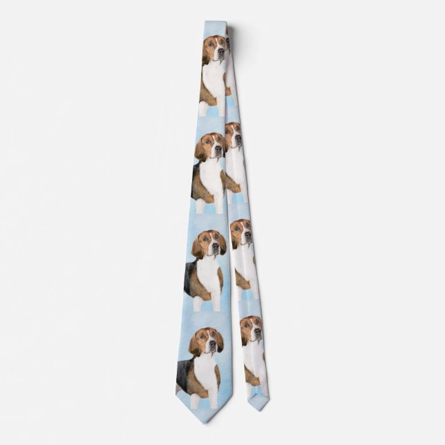 English Foxhound Painting - Cute Original Dog Art Tie (Front)