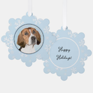 English Foxhound Painting - Cute Original Dog Art Tree Decoration Card