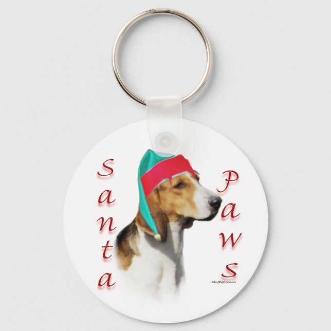 English Foxhound Santa Paws Key Ring (Front)