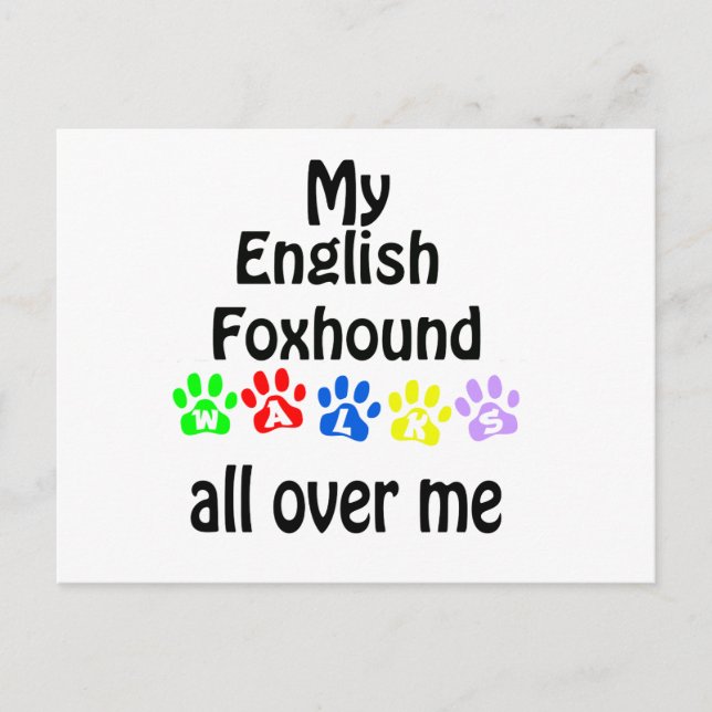 English Foxhound Walks Design Postcard (Front)
