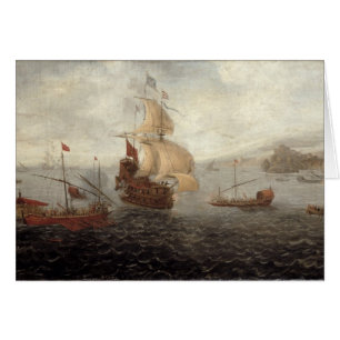 English Galley Frigate Flanked by Ottoman State Ba