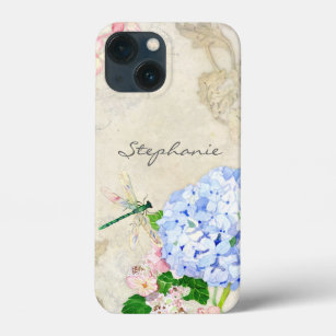 English Garden, Blue n Pink Hydrangeas Watercolor iPhone 13 Mini Case