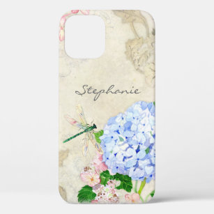 English Garden, Blue n Pink Hydrangeas Watercolor iPhone 12 Pro Case