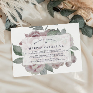 English Garden Christening or Baptism Invitation