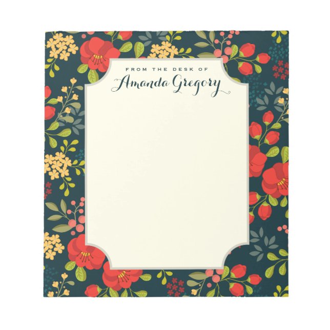 English Garden Floral Personalised Desk Notepad (Front)