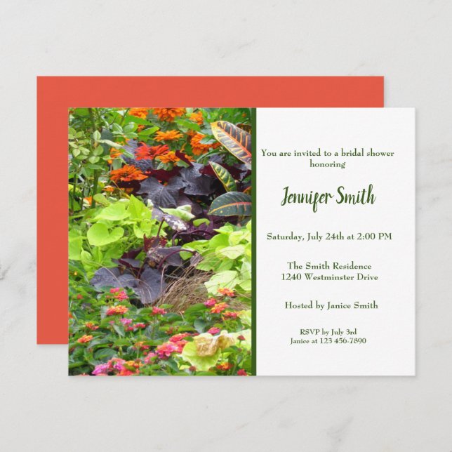 English Garden Florals Bridal Shower Invitation (Front/Back)