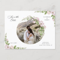 English garden gold floral save the date postcard