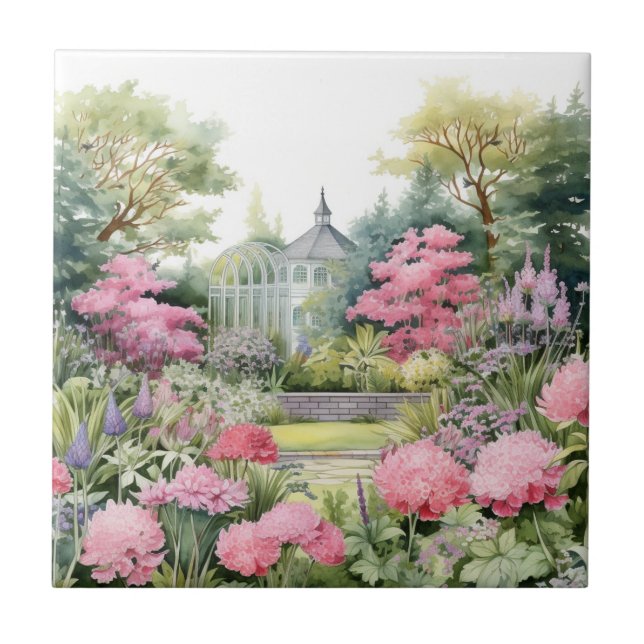 English Garden Landscape Ceramic Tile (Front)