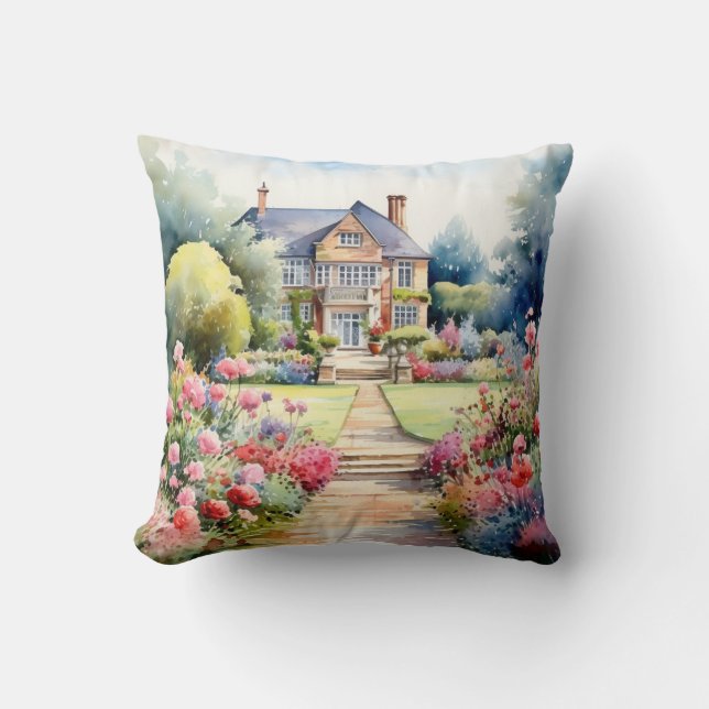 English Garden Landscape Cushion (Front)