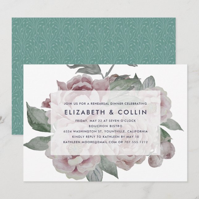 English Garden Rehearsal Dinner Invitation (Front/Back)