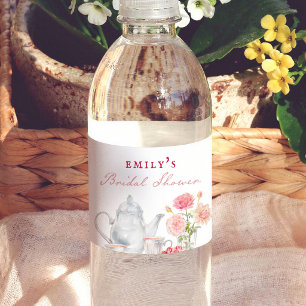 English Garden Tea Party Bridal Shower Water Bottle Label