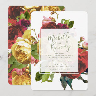 English Garden Vintage Roses Wedding Invitation