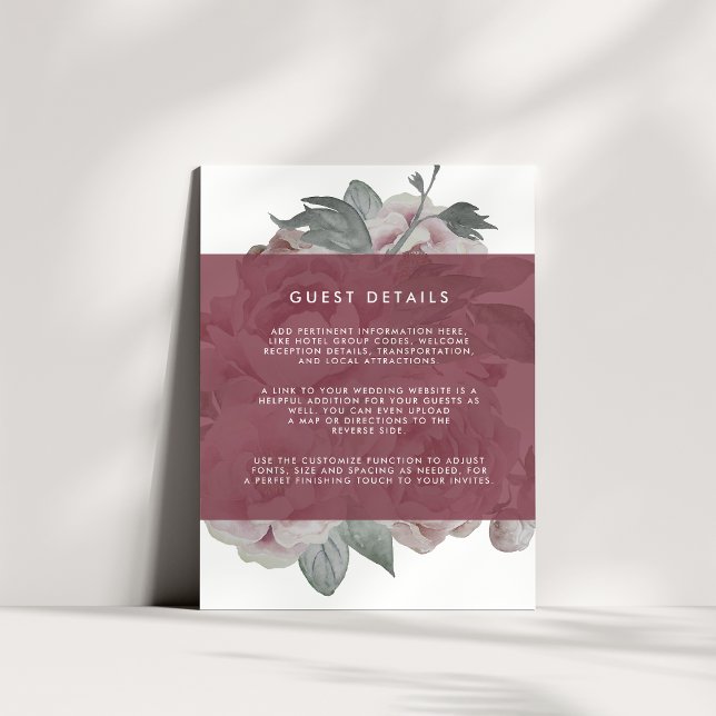 English Garden Wedding Details Card | Marsala (Creator Uploaded)