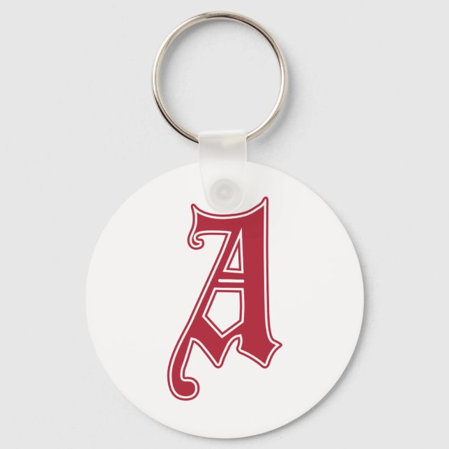 English Gothic Monogram letter A Key Ring (Front)