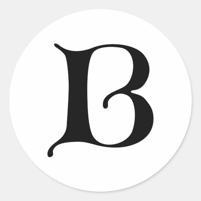 English Gothic Monogram letter B Classic Round Sticker (Front)