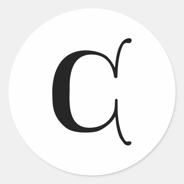 English Gothic Monogram letter C Classic Round Sticker (Front)