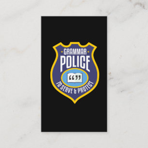 English Grammar Police Funny Sarcasm Literary Business Card