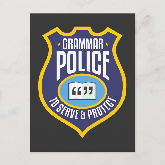 English Grammar Police Funny Sarcasm Literary Postcard (Front)