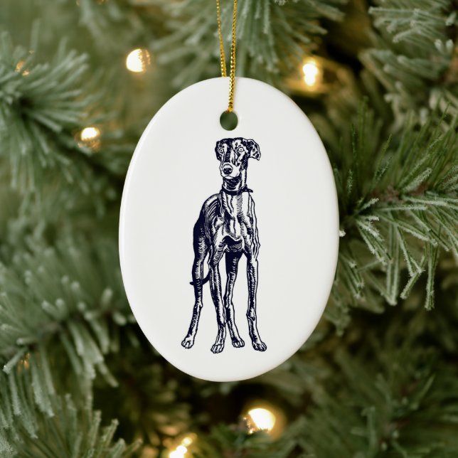 English Greyhound Ceramic Ornament (Tree)