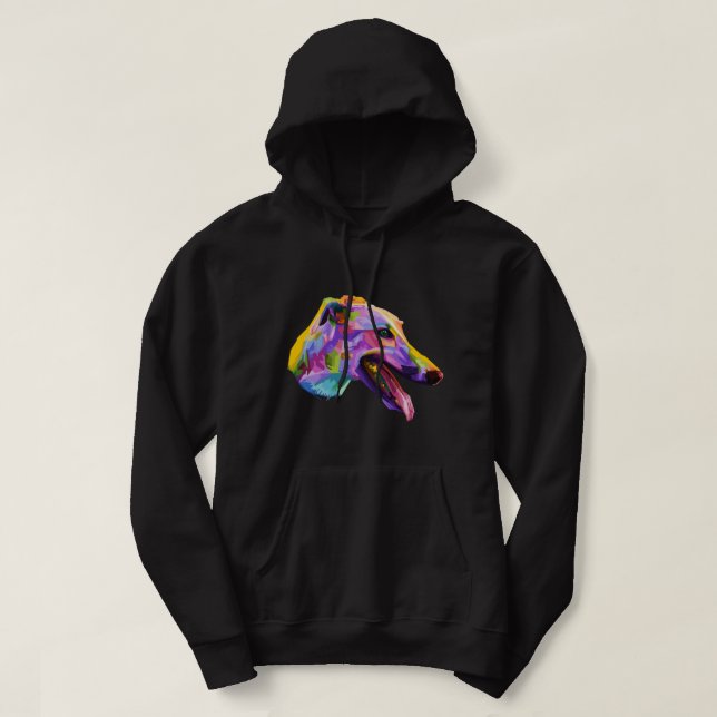English Greyhound Colourful Pop Art Portrait for D Hoodie (Design Front)