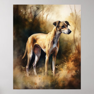 English Greyhound Dog Art Print Poster
