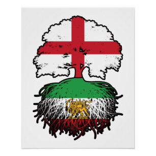 English Grown Iranian Roots Lion and Sun Poster