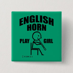 English Horn Play Girl 15 Cm Square Badge