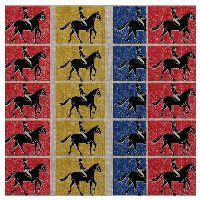 English Horse and Rider Fabric (Swatch)