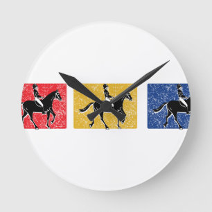 English Horse and Rider Round Clock