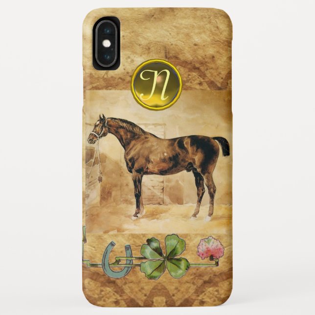 ENGLISH HORSE ,HORSESHOE AND SHAMROCK  MONOGRAM Case-Mate iPhone CASE (Back)