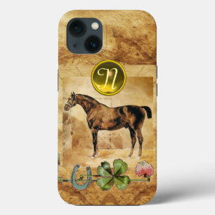ENGLISH HORSE ,HORSESHOE AND SHAMROCK MONOGRAM iPhone CASE