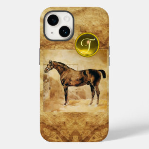 ENGLISH HORSE IN STABLE BROWN PARCHMENT MONOGRAM iPhone CASE