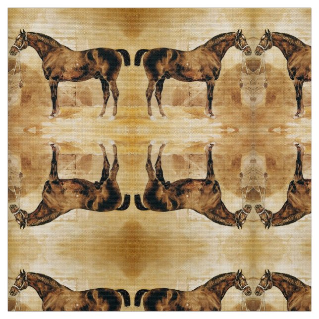 ENGLISH HORSE IN STABLE FABRIC (Swatch)
