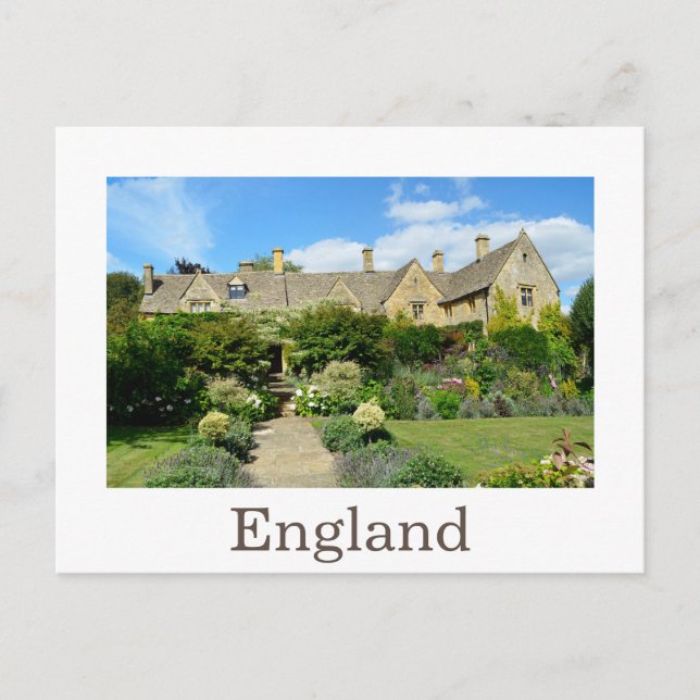 English house with flower garden postcard (Front)