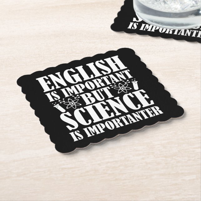 English Important But Science Funny Teacher Saying Paper Coaster (Angled)