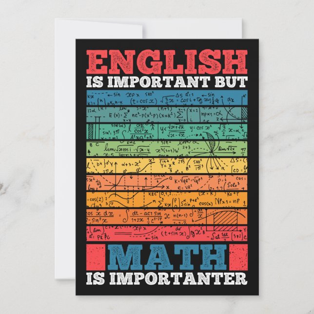 English Is Important But Math Is Importanter Math Invitation (Front)