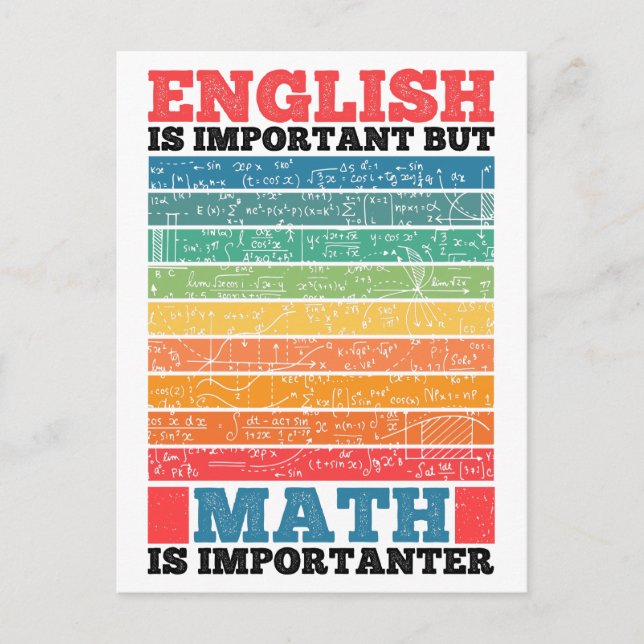 English Is Important But Math Is Importanter Math  Postcard (Front)