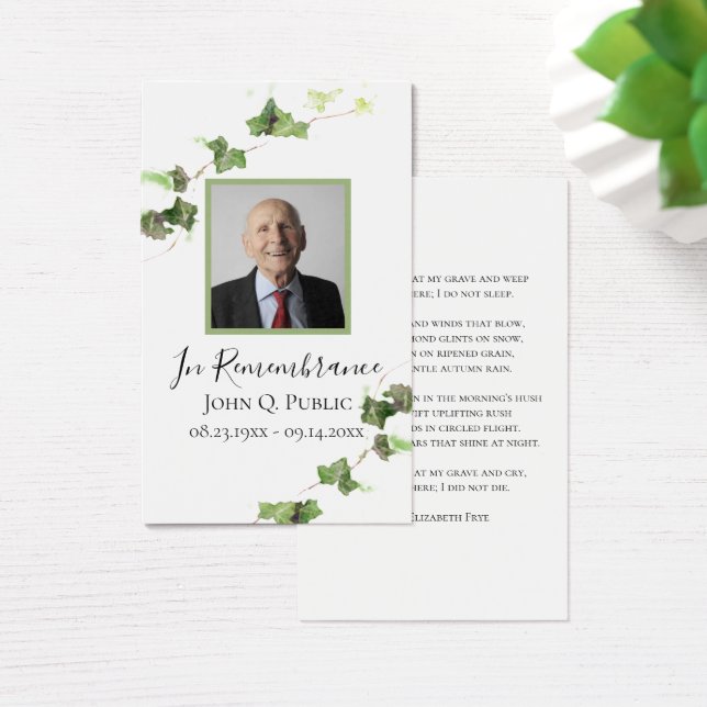 English Ivy Vine Greenery Funeral Memorial Prayer (Desk)