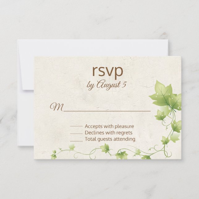 English Ivy Wedding RSVP Card (Front)