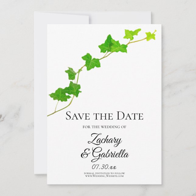 English Ivy Wedding Save the Date (Front)