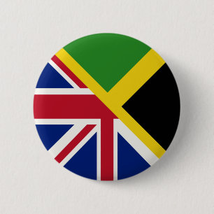 English Jamaican Flag   Half Jamaica England Flag 6 Cm Round Badge