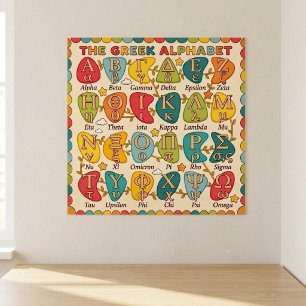 English Kids Greek Alphabet Letters, Colourful A Z Poster