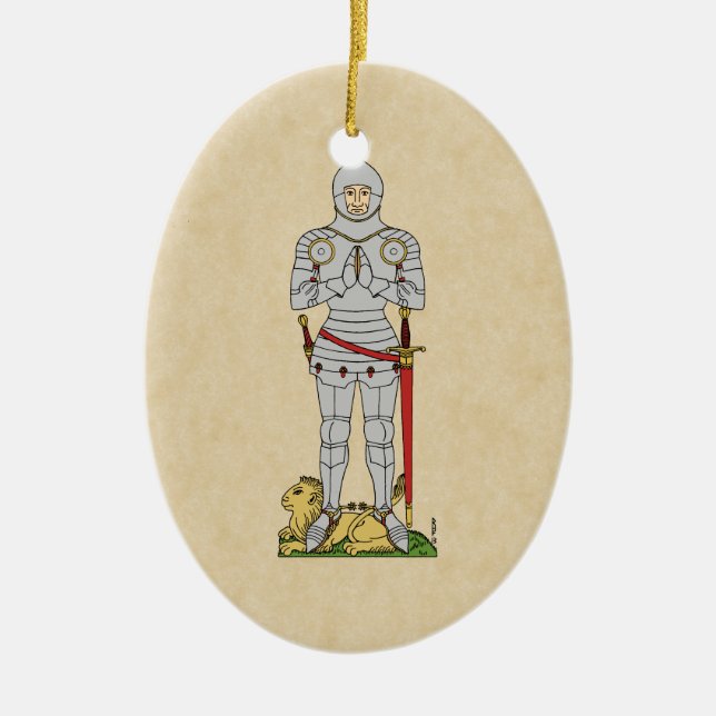 English Knight Circa 1430 Ceramic Tree Decoration (Front)