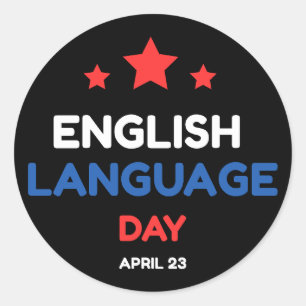 English Language Day Classic Round Sticker