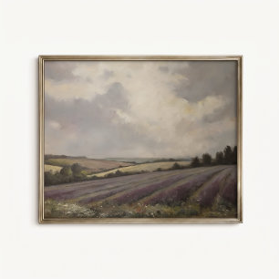 English Lavender Field Landscape Poster