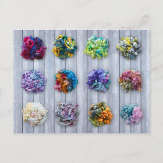 English Leicester Longwool Dyed Fibre Postcard