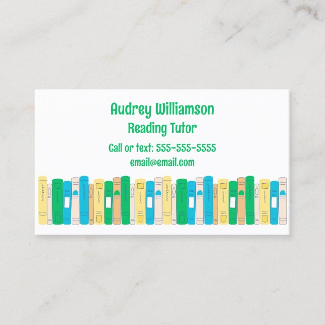 English, Literacy, or Reading Tutor Business Card (Front)