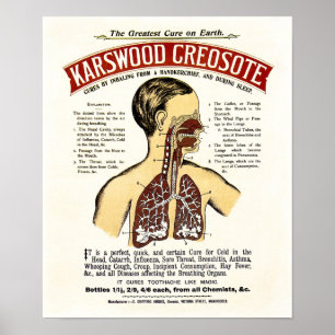 ENGLISH LUNG DISEASE CURE - CREOSOTE 1910 POSTER